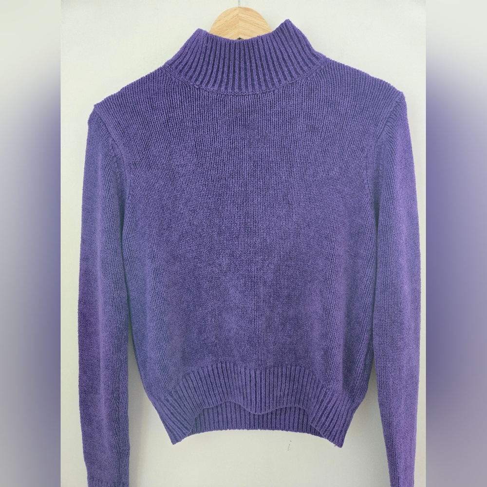 Wilfred Corteta Long Sleeve Mockneck Sweater, Purple, Size M - Picture 4 of 5